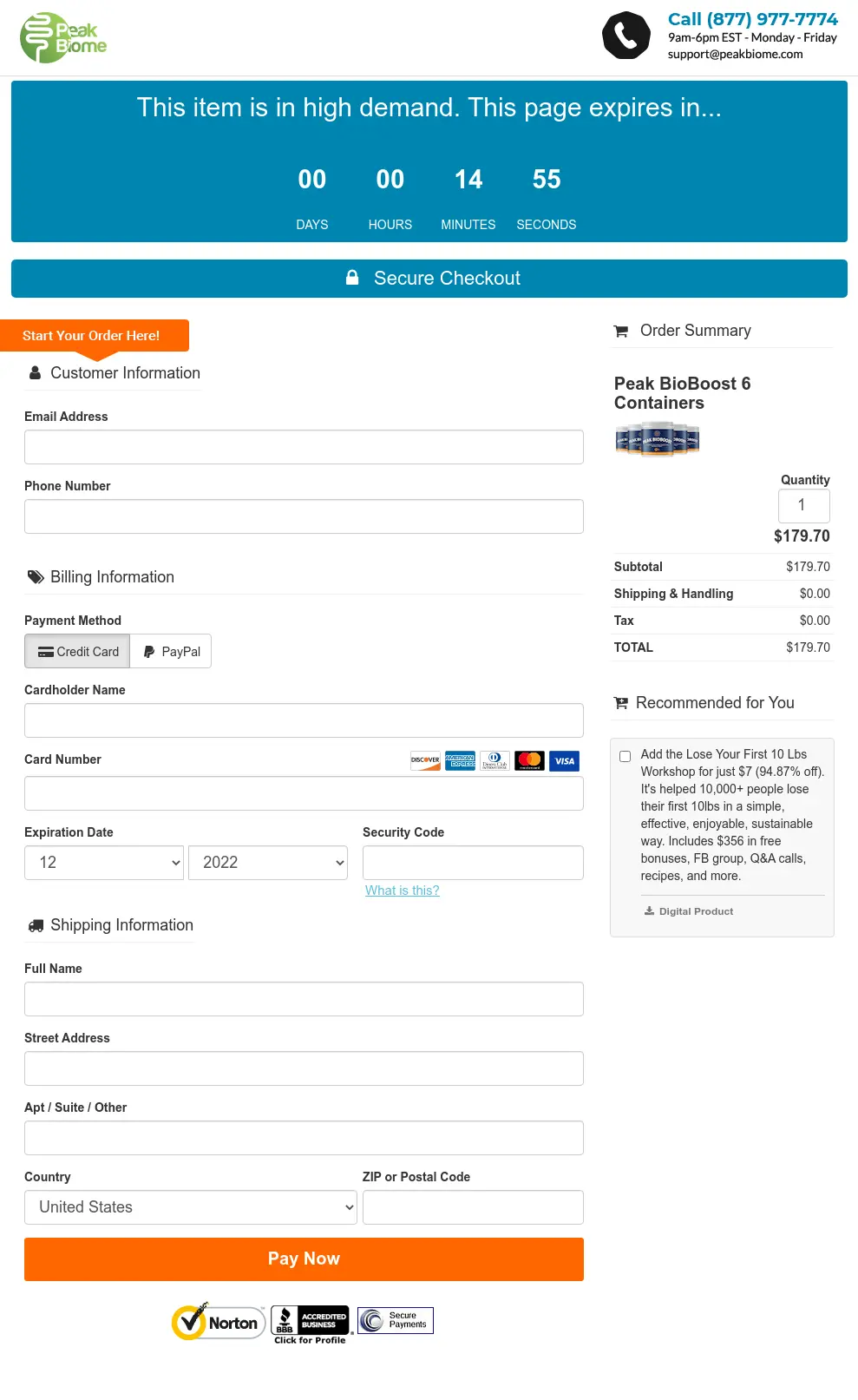 Peak BioBoost Peak BioBoost - Order Page
